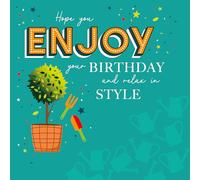 Cherry Orchard Vibrant Male Happy Birthday Cards for Him, finished with Cold Foil and Embossing (GARDENING)