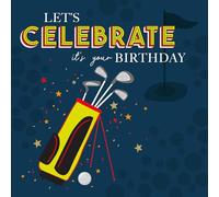 Cherry Orchard Vibrant Male Happy Birthday Cards for Him, finished with Cold Foil and Embossing (GOLF)