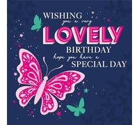 Cherry Orchard Vibrant & Stylish Luxury range of Ladies Birthday Cards, from the Queen of Hearts range, complete with Envelope (BUTTERFLY)