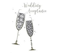 Cherry Orchard Wedding Acceptance Card, Champagne Glass Design, RSVP Greeting Card