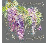 Cherry Orchard Whisteria Happy Birthday Card with Gold Foil Detailing and Gold Envelope Grace Range from