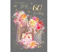Cherry Orchard Wife 60th Birthday Card from the Grace Range complete with Gold Envelope and Gold Foil Detailing …