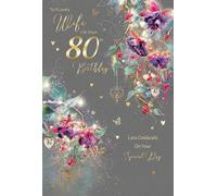 Cherry Orchard Wife 80th Birthday Card from the Grace Range complete with Gold Envelope and Gold Foil Detailing …