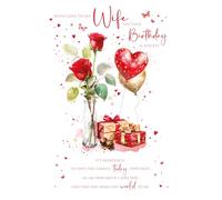 Cherry Orchard Wife Birthday Card Stylish Female Birthday Greeting Card -From, Comes complete with Envelope