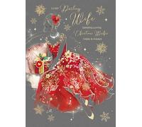 Cherry Orchard Wife Christmas card, from the Gorgeous Grace range, complete with Gold envelope and finished with Gold foil detials