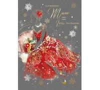 Cherry Orchard 'Wondeful Mum' Christmas card, from the Gorgeous Grace range, complete with Gold envelope and finished with Gold foil details