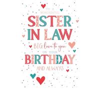 Cherry Orchard Wonderful Sister in Law Birthday Card Hearts, Dots, Love & Celebration - Gold Foil & Embossed Finish
