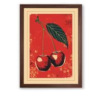 Cherry Pair Botanical Framed Wall Art Print A1 (84.1×59.4cm) Walnut, Wall Decor for Living Room, Bedroom, Office & Home, Ready to Hang, Art Gift