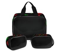 Cherry Pattern Makeup Bag for Women Men, Cherry Translucent Cosmetic Bag Wash Pouch Shower Bag 3 Pcs Travel Toiletry Toiletries Cosmetic Organizer
