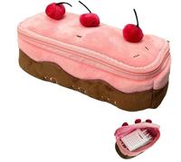 Cherry Pencil Case - Cute Plush Cherry Cake Pen Bag, Large Capacity Pencil Pouch for Girls, Kawaii Pink Fuzzy Stationery Organizer Bag, for Secondary School Girls Students Teens