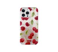 Cherry Phone Case for iPhone 14 pro,Cute Kawaii Summer Aesthetic Retro Fruit Glitter Design,Trendy Laser Beam TPU Never Fade,1.5mm Raised Edges Protect Girly Cases for Girls(6.1",Red Cherries)