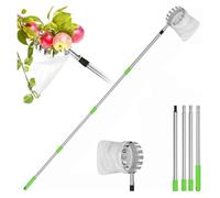 Cherry Picker, Fruit Picker with Telescopic Handle, Plum Picker with Cotton Bag, Apple Picker, Fruit Picker for Cherries, Fruit Collector, Stainless Steel Fruit Collector for Household and Orchard