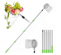 Cherry Picker, Fruit Picker with Telescopic Handle, Plum Picker with Cotton Bag, Apple Picker, Fruit Picker for Cherries, Fruit Collector, Stainless Steel Fruit Collector for Household and Orchard