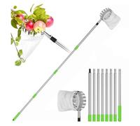 Cherry Picker, Fruit Picker with Telescopic Handle, Plum Picker with Cotton Bag, Apple Picker, Fruit Picker for Cherries, Fruit Collector, Stainless Steel Fruit Collector for Household and Orchard