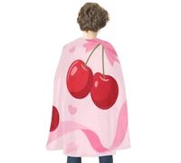Cherry Pink Bow With Red Lips Cape Halloween Costume Reversible Satin Cloak Unisex for Cosplay, Costume Party