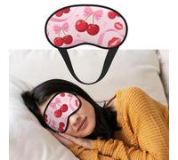 Cherry Pink Bow with Red Lips Eye Masks for Sleep Soft Comfort Sleep Masks with Elastic Strap Adjustable Blackout Eye Shade Covers for Women Men Travel/Sleeping