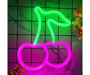 (Cherry Pink) USB/Battery LED Neon Lights Bedroom Decoration Party Alien Night Lamp