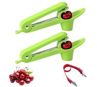 Cherry Pit Removal Tool, 2 Reuseable Cherry Stone Removers with Stainless Steel Bars, 1 Strawberry Stem Picker, Multifunctional Fruit Pit and Pit Remover