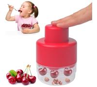 Cherry Pitter, 7-in-1 Cherry Pitter Tool Pit Remover, Heavy-Duty Metal Cherry Seed Remover, 7 Holes Cherry Stoner Pitter Quick Release, Multiple Cherry Pit Remover for Kids/Cherries Jam (Red)