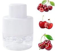 Cherry Pitter, 7-in-1 Cherry Pitter Tool Pit Remover, Heavy-Duty Metal Cherry Seed Remover, 7 Holes Cherry Stoner Pitter Quick Release, Multiple Cherry Pit Remover for Kids/Cherries Jam (White)