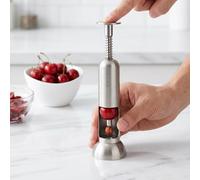 Cherry Pitter and Olive Pitter Tool, Premium Stainless Steel Fruit Corer Remover with Splash Guard, Heavy Duty Cherry Stoner for Cherries Hawthorn Dates Olives, Dishwasher Safe, Silver