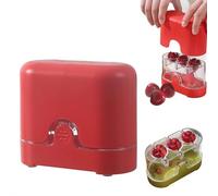 Cherry Pitter and Slicer Tool, Cherry Corer with Container, Heavy Duty Pitting Device for Olives and Fruits, Portable Cutter Kitchen Gadget Tool for Fruit Dessert Baking (Red 1pcs)