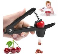 Cherry Pitter, Cherry Stoner Remover with Stainless Steel Rod, Olive Pitter Tool Cherry Pip Remover/Dates pitting Device Fruit Tool (Black)