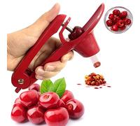 Cherry Pitter, Heavy-Duty Stainless Steel Olive and Cherry Pitters Corer Tool with Space-Saving Lock Design, Multi-Function Cherries Stoner Seed Remover Tool for Making Cherry Jam (Red)