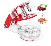 Cherry Pitter - Multi Cherry Stoner Remover,Stainless Steel Cherry Pitter Tool with Rod Pits and Juice Container Fruit Tools,Cherry Stone Seed Removal Core,Easy Squeeze with Grip 6 Cherries Red