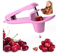 Cherry Pitter - Ordekcity Stainless Steel Cherries Corer Pitter Tool with Hand-held Push Design, Save Time & Space for Making Cherry Jam with Lock Design(Pink)