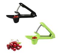 Cherry Pitter Tool 2pcs Cherry Stoner Remover Tool Multi-Function Fruit Corer & Pitter Pip Remover Dates Pitting Device with Stainless Steel Rod, for Making Cherries Olives Jam (Black + Green)