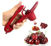 Cherry Pitter Tool, Heavy-Duty Stainless Steel Pitting Tool, Portable Cherries Corer Stoner Seed Tool with Lock Design, Fruit Pit Remover for Cherry Jam (Red)