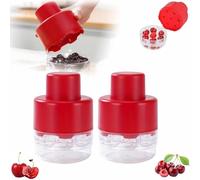 Cherry Pitter Tool Pit Remover, 2025 Upgraded 7-in-1 Portable Cherry Core Remover Stoner Pitter Quick Release, Multiple Corer Tool for for Kitchen, Cake Shop, Fruit Salad (Red 2PCS)