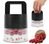Cherry Pitter Tool, Seven-Hole Push-Button Cherry Seed Remover with 1.26" Extra Large Slots for Olive Pitter, Prune, Red Date, Hawthorn, Green Plum, Lychee, Transparent, Anti-Splash, Dishwasher Safe