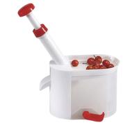 Cherry Pitter with Catcher Container Reusable Plastic Cherry Pit Remover Core Tool, Easy Clean Fruit Gadget for Kitchen Travel Camping and Baking Prep