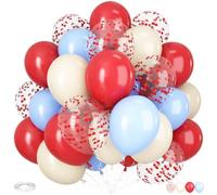 Cherry Print Balloons Blue and Red, 30Pcs 12Inch Clear Cherrys Print Balloon Red Blue Balloon for Summer Party Birthday She is Cherry on Top Baby Shower Wedding Valentine's Day Party Decorations