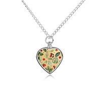 Cherry Print Pet Urn Necklace for Dog Cat Ashes Heart Pets Cremation Keepsake Waterproof Pendant Memorial Jewelry Pendants Gifts for Women Men
