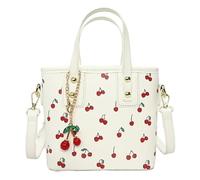 Cherry Print Purse for Women 3-in-1 Convertible Crossbody Bag -0.68lbs Lightweight Shoulder Bag Tote Bag for Work Travel (White)