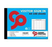 Cherry Printers A4 Visitor Sign in Book - 100 Sheets | 80gsm Paper | 22 Records per Page | Secure Stitched & Bound | Ideal for Offices, Schools, and Events
