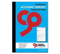 Cherry Printers Carbonless Accident Report Duplicate Book A4 | 50 Sets | No Carbon Required | Perforated Top Copy | Made in The UK | Professional Incident Report for Workplace Accidents