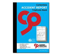 Cherry Printers Carbonless Accident Report Triplicate Book A5 | 3 Part | 50 Sets | Perforated Top & Middle Copy | Workplace Health & Safety Documentation | Incident Record Log