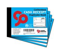 Cherry Printers | Carbonless Cash Receipt Book 2pt A6 | Duplicate NCR Receipt Book | 50 Duplicate Sets | No Carbon Required (NCR) | Perforated Tear Out Receipts | Small Business Receipt Pad **4 Pack**