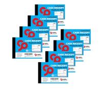Cherry Printers | Carbonless Cash Receipt Book A6 | 2-Part NCR Duplicate Payment Record | 50 Sets Perforated Top Copy for Easy Removal | for Small Businesses and Tradespeople | **8 Pack**