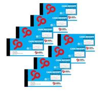 Cherry Printers | Carbonless Cash Receipt Book | Duplicate Book | 2 Part | 210 x 99mm | 50 Sets | NCR Receipt Pad with Perforated Pages | Business Accounting Receipt Book | Made in the UK **8 Pack**