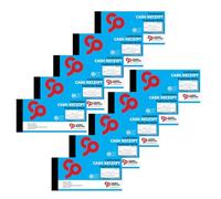 Cherry Printers | Carbonless Cash Receipt Book | Duplicate Book | 2 Part | 210 x 99mm | 50 Sets | NCR Receipt Pad with Perforated Pages | Business Accounting Receipt Book | Made in the UK **10 Pack**