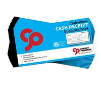 Cherry Printers | Carbonless Cash Receipt Book | Duplicate Book | 2 Part | 210 x 99mm | 50 Sets | NCR Receipt Pad with Perforated Pages | Business Accounting Receipt Book | Made in the UK **20 Pack**