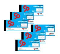 Cherry Printers | Carbonless Cash Receipt Book | Duplicate Book | 2 Part | 210 x 99mm | 50 Sets | NCR Receipt Pad with Perforated Pages | Business Accounting Receipt Book | Made in the UK **6 Pack**