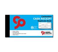 Cherry Printers | Carbonless Cash Receipt Book | Duplicate Receipt Book 2 Part | 210 x 99mm | 50 Sets | NCR Receipt Pad with Perforated Pages | Business Accounting Receipt Book | Made in the UK