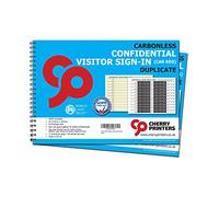 Cherry Printers | Carbonless Confidential Visitor Sign in Book with CAR REG A4 | GDPR Compliant Duplicate Visitor Logbook | Hidden Name Sign in Sheets | 50 Duplicate Sets | Office **2 Pack**