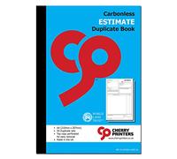 Cherry Printers Carbonless Estimate Duplicate Book NCR | A4 (210mm x 297mm) | 50 Perforated Sets | Made in The UK